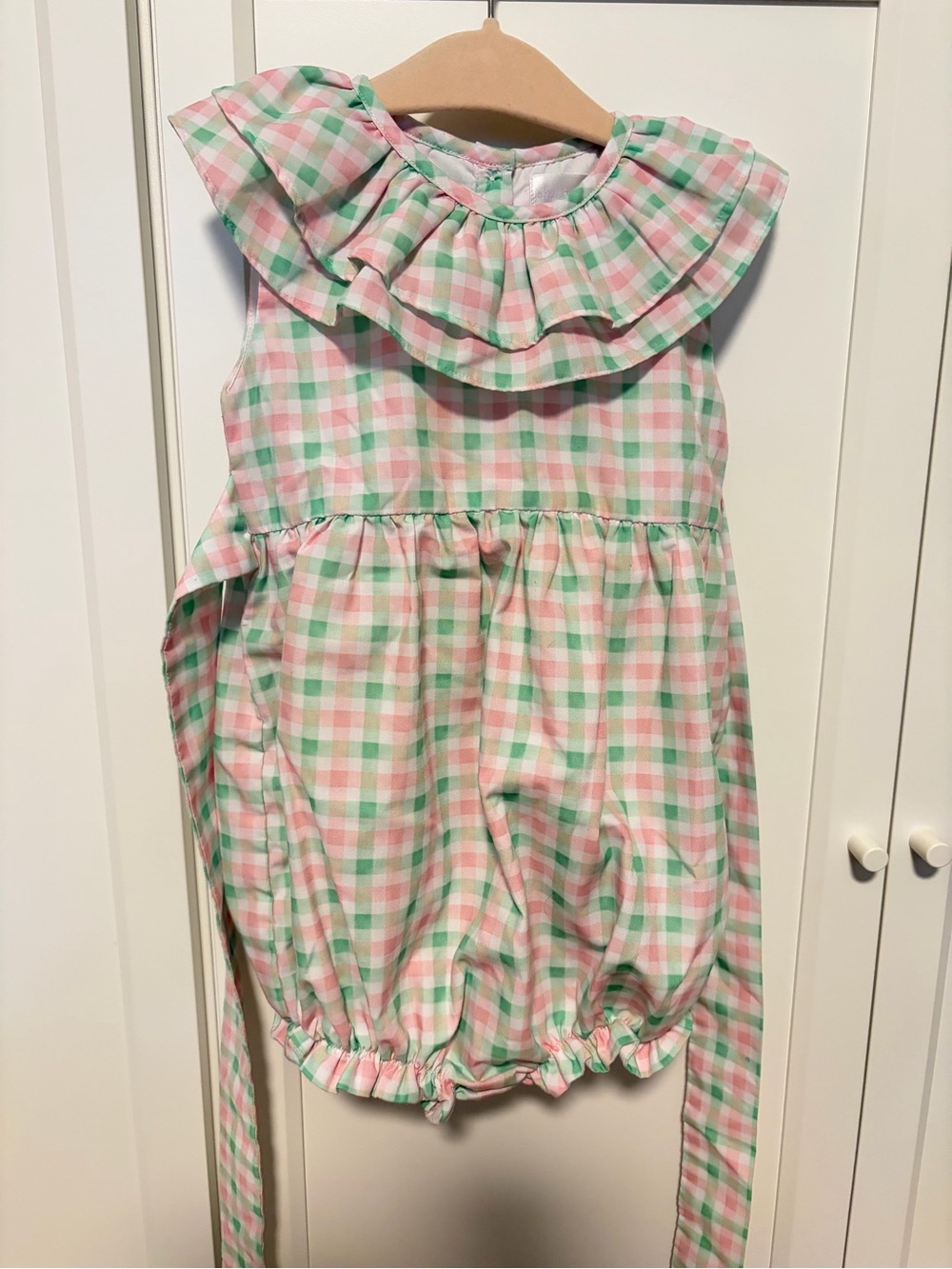 Gingham Bubble with Ruffle Collar